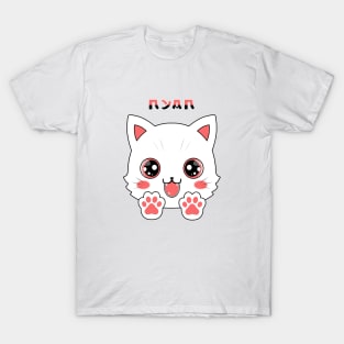 Cute White Cat Paw Anime T-Shirt